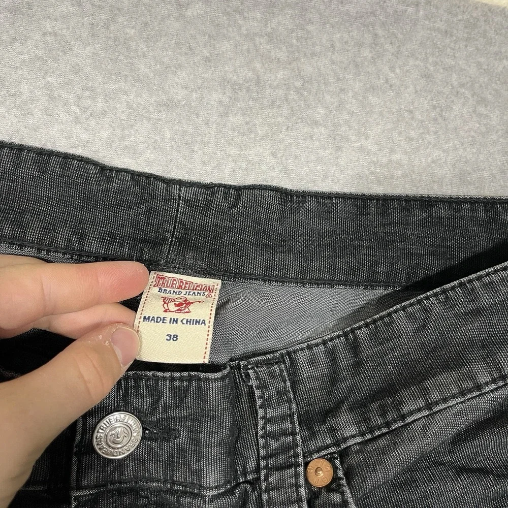 True Religion Pants Mens 38x32 Black Ricky Corduroy Cotton Blend Dark Y2K Stretc